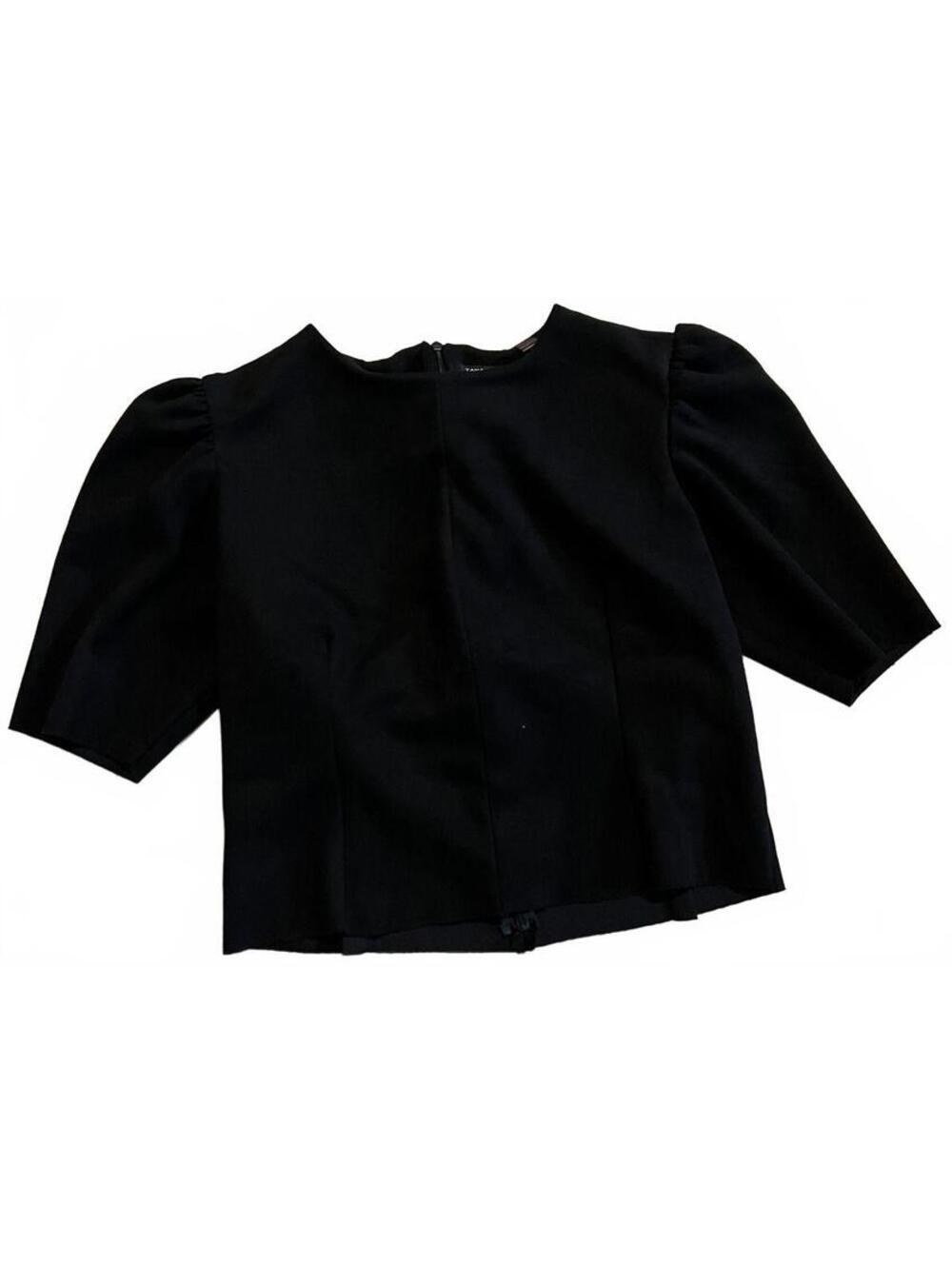 Tahari Black Puff Sleeve Top Size S/P